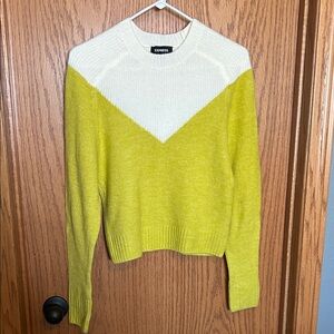 Express Women's Sweater in Vibrant Yellow and Soft Cream
